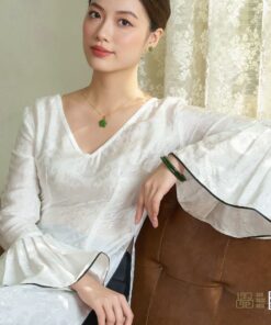 Bông Tai Vàng 14k Hoa Mai Ngọc Bích (VNB-BT211-1)