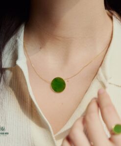 Dây Chuyền Vàng 10k Ngọc Bích Hình Tròn - Moon Jade (VNB-MD251-1)