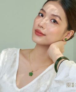 Mặt Dây Vàng 14k Hoa Mai Ngọc Bích (VNB-MD409-2)