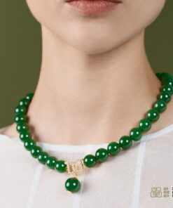 Chuỗi Cổ Ngọc Bích Nephrite Jade 12mm VIP (VNB-CC948)