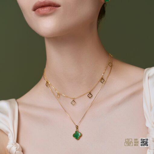 Mặt Dây Cỏ Bốn Lá Ngọc Bích Nephrite Jade (VNB-MD720)