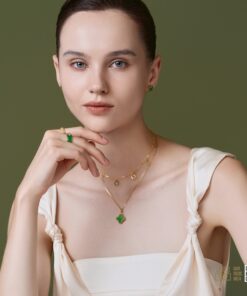 Mặt Dây Cỏ Bốn Lá Ngọc Bích Nephrite Jade (VNB-MD720)