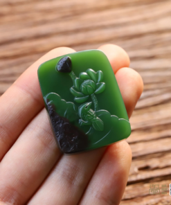 Mặt Dây Liên Hoa Sen Ngọc Bích Nephrite Jade VIP (VNB-MD710)