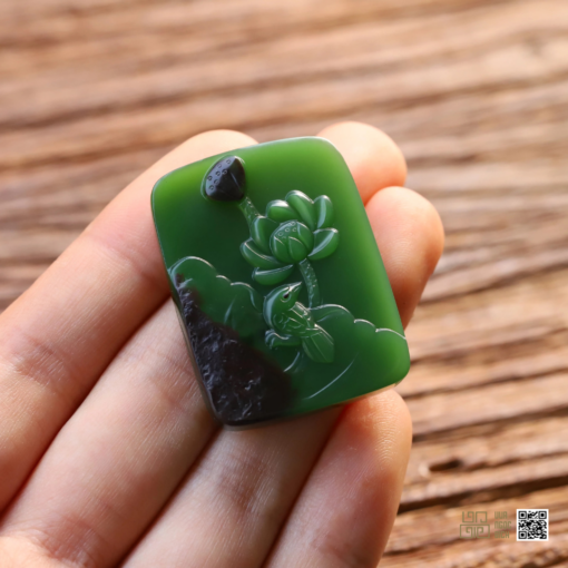 Mặt Dây Liên Hoa Sen Ngọc Bích Nephrite Jade VIP (VNB-MD710)