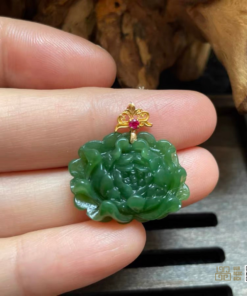 Mặt Dây Liên Hoa Sen Ngọc Bích Nephrite Jade VIP (VNB-MD711)