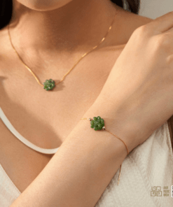 Vòng Tay Cỏ Bốn Lá Ngọc Bích Nephrite Jade (VNB-VT831)