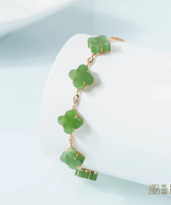 Vòng Tay Cỏ Bốn Lá Ngọc Bích Nephrite Jade (VNB-VT832)