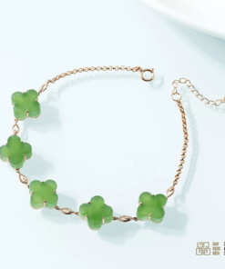 Vòng Tay Cỏ Bốn Lá Ngọc Bích Nephrite Jade (VNB-VT832)