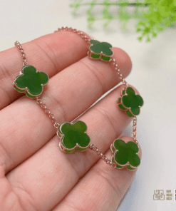 Vòng Tay Cỏ Bốn Lá Ngọc Bích Nephrite Jade (VNB-VT833)