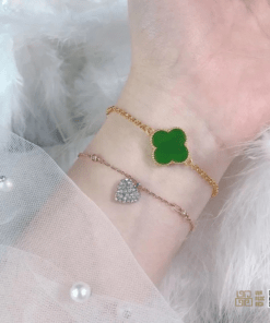 Vòng Tay Cỏ Bốn Lá Ngọc Bích Nephrite Jade (VNB-VT834)