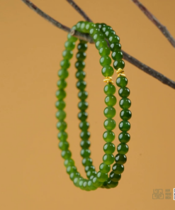 Vòng Tay Ngọc Bích Nephrite Jade 5mm Mix Charm Bạc Xi Vàng (VNB-VT838)